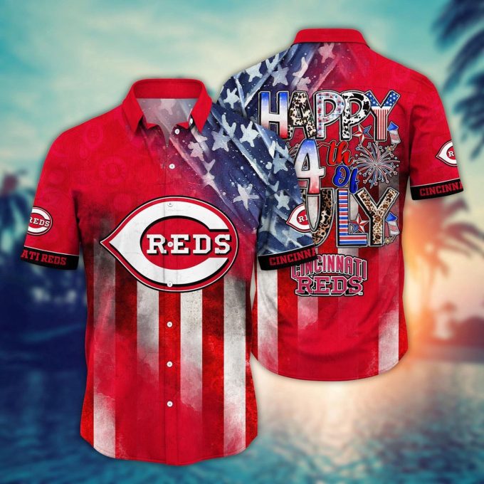 MLB Cincinnati Reds Independence Day Hawaiian Shirt – Trendy Tops for Cool Fans