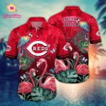 Cincinnati Reds Hawaiian Shirt: Pink Crane Pattern for MLB Fans