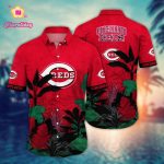 MLB Cincinnati Reds Hawaiian Shirt: Tropical Trees Pattern for Fans