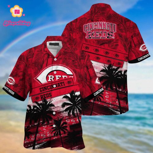 MLB Cincinnati Reds Hawaiian Shirt with Palm Tree Pattern - Perfect for Fans of Sports