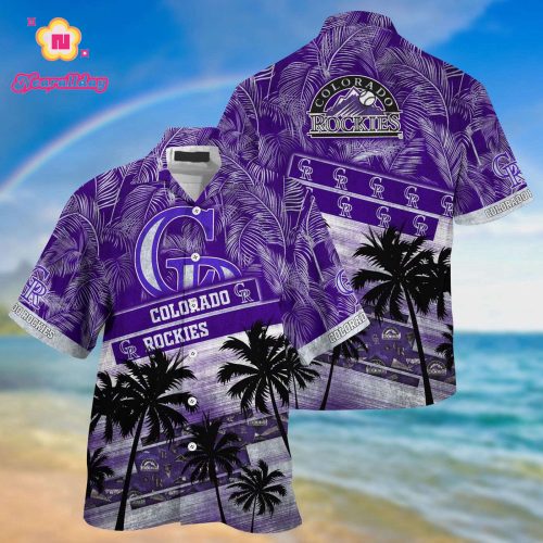 MLB Colorado Rockies Hawaiian Shirt with Palm Tree Pattern - Perfect for Sports Fans