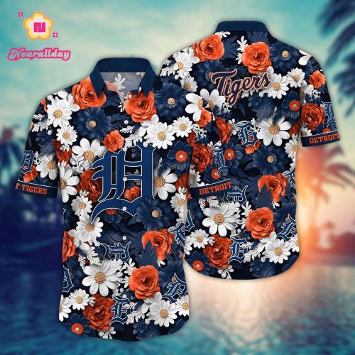 Detroit Tigers Hawaiian Shirt: Flower Floral Fusion Fashion For Fans