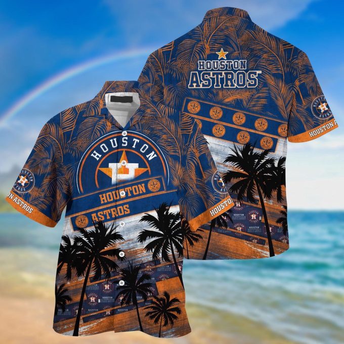 MLB Houston Astros Hawaiian Shirt: Tropical Palm Tree Pattern for Fans of the Sports Team