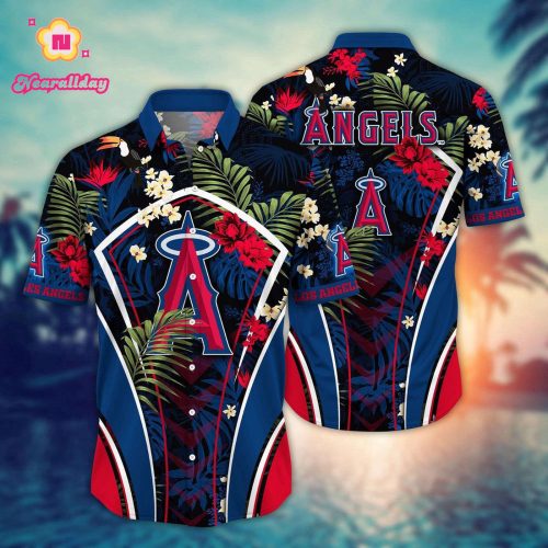 Los Angeles Angels Hawaiian Shirt - Flower Strike Pose for MLB Fans