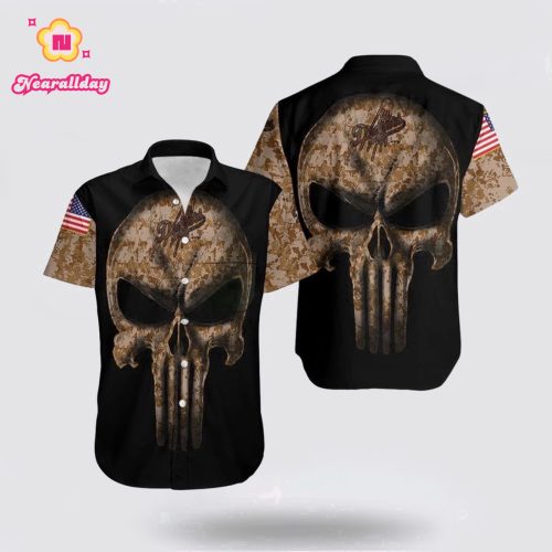 Los Angeles Dodgers Hawaiian Shirt: Camouflage Skull American Flag – Perfect for MLB Fans!