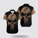 MLB Los Angeles Dodgers Hawaiian Shirt – Camouflage Skull American Flag Fan Gear