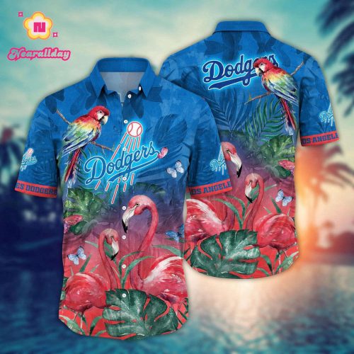 Los Angeles Dodgers Hawaiian Shirt: Pink Crane Pattern for Fans – MLB Collection