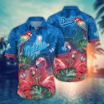 Los Angeles Dodgers Hawaiian Shirt: Pink Crane Pattern for Fans – MLB Collection Los Angeles Dodgers Hawaiian Shirt: Pink Crane Pattern for Fans – MLB Collection