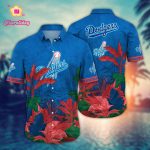 MLB Los Angeles Dodgers Hawaiian Shirt: Tropical Trees Pattern for Fans