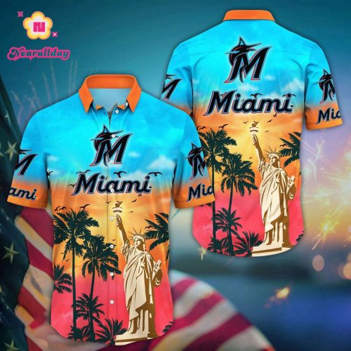 MLB Miami Marlins Hawaii Shirt: Sunrise to Sunset for Stylish Fans