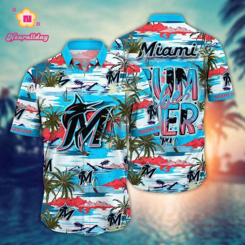 MLB Miami Marlins Hawaiian Shirt: Flower Grand Slam for Fans with Hawaiian Flair