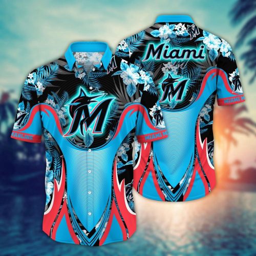 MLB Miami Marlins Hawaiian Shirt: Flower Grandstand Glamour for Fans