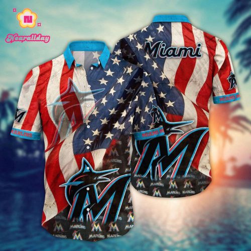 MLB Miami Marlins Hawaiian Shirt: Floral Swing into Chic Fan Fashion
