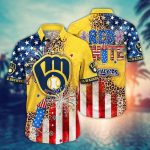 MLB Milwaukee Brewers Independence Day Hawaiian Shirt – Vibrant Aloha for Fans