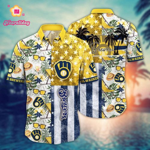 MLB Milwaukee Brewers Hawaiian Shirt: Flower Home Run Fans Gear