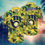MLB Milwaukee Brewers Hawaiian Shirt: Fan Paradise with Flowers & Palm Trees