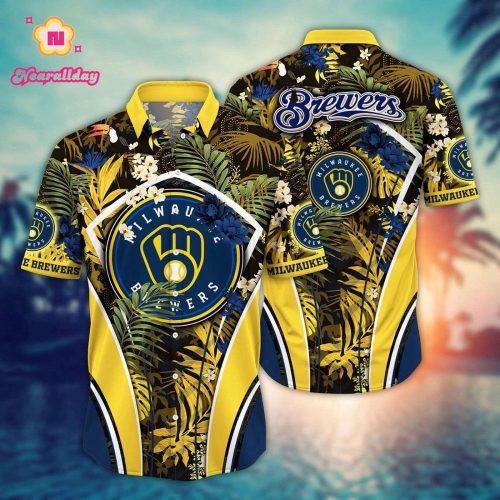 MLB Milwaukee Brewers Hawaiian Shirt - Flower Strike Style for Fans