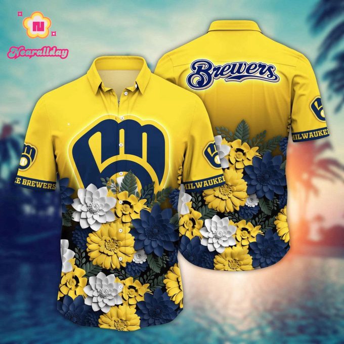 MLB Milwaukee Brewers Hawaiian Shirt: Stay Cool in Hawaiian Heatwave for Sport Fans