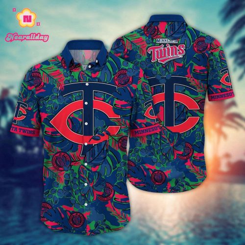 MLB Minnesota Twins Hawaiian Shirt: Fan Paradise with Flower & Palm Tree Design