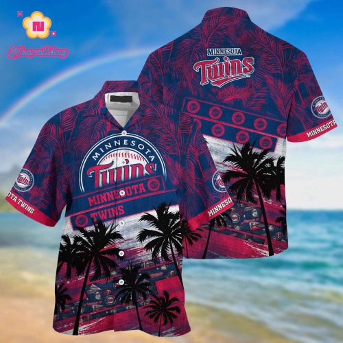 MLB Minnesota Twins Hawaiian Shirt with Palm Tree Pattern - Perfect for Fans and Sports Enthusiasts