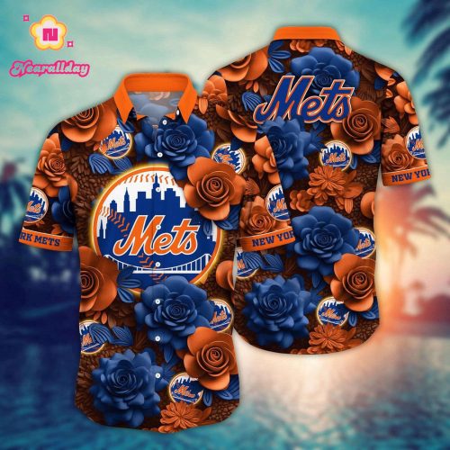 MLB New York Mets Hawaiian Shirt - Flower Aloha Style for Fans