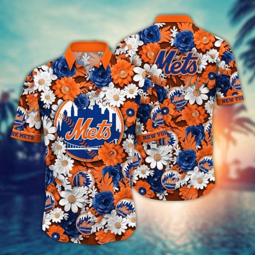 MLB New York Mets Hawaiian Shirt: Floral Fusion Fashion For Fans
