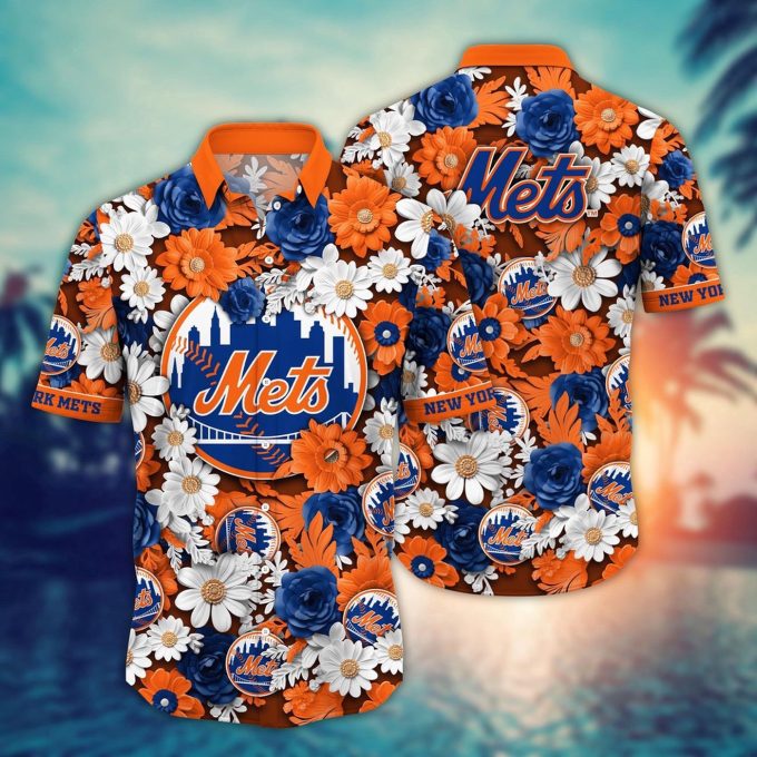 MLB New York Mets Hawaiian Shirt: Floral Fusion Fashion For Fans