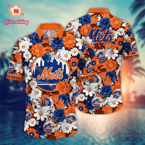 MLB New York Mets Hawaiian Shirt: Floral Fusion Fashion For Fans