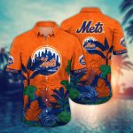 MLB New York Mets Hawaiian Shirt: Tropical Trees Pattern for Fans