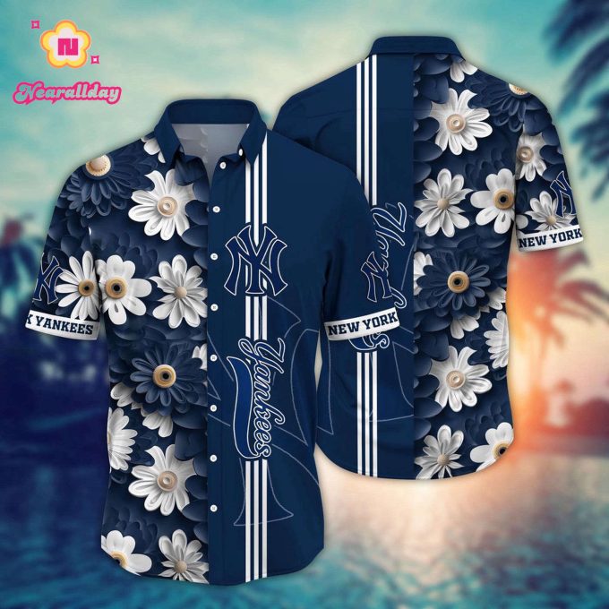 MLB New York Yankees Hawaiian Shirt: Floral Finesse for Sports Fans