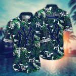 MLB New York Yankees Hawaiian Shirt: Fan Paradise with Flowers & Palm Trees
