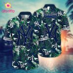 MLB New York Yankees Hawaiian Shirt: Fan Paradise with Flowers & Palm Trees