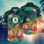 MLB Oakland Athletics Hawaiian Shirt: Pink Crane Pattern for Fans