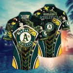 MLB Oakland Athletics Hawaiian Shirt: Flower Strike Pose for Fans
