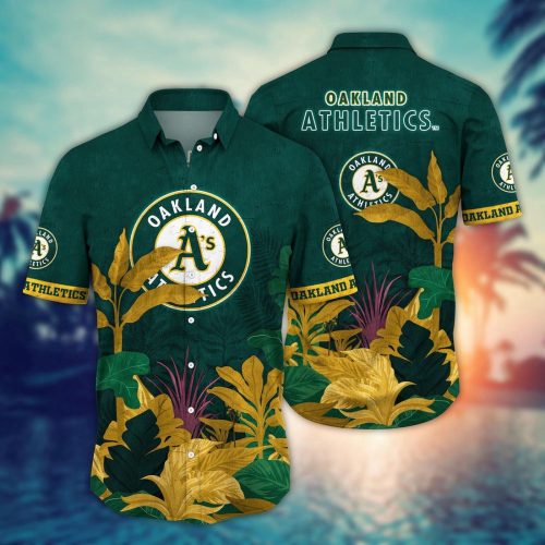 MLB Oakland Athletics Hawaiian Shirt: Tropical Trees Pattern for Fans