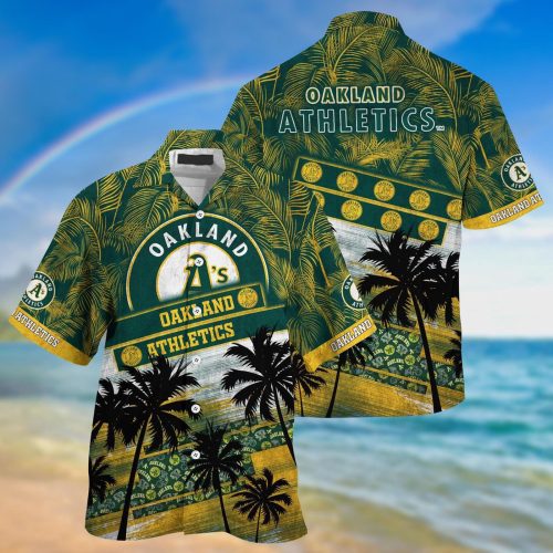 Oakland Athletics Hawaiian Shirt with Palm Tree Pattern – Perfect for Sports Fans!