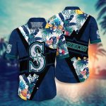 MLB Seattle Mariners Hawaiian Shirt Sunset Flower Design for Fans MLB Seattle Mariners Hawaiian Shirt Sunset Flower Design for Fans