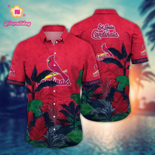 MLB St Louis Cardinals Hawaiian Shirt: Tropical Trees Pattern for Fans