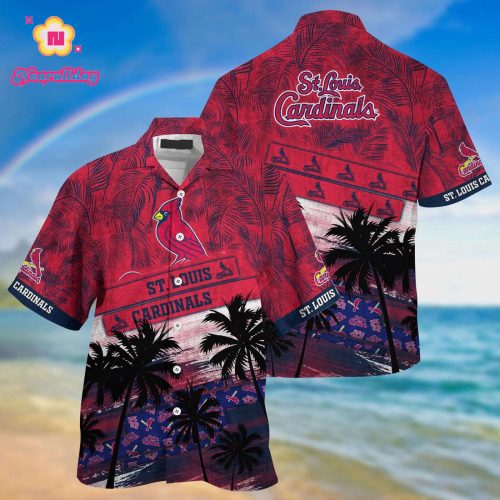 MLB St Louis Cardinals Hawaiian Shirt with Palm Tree Pattern - Perfect for Fans of Sports!