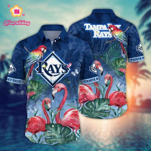 Tampa Bay Rays Hawaiian Shirt: Pink Crane Pattern for MLB Fans