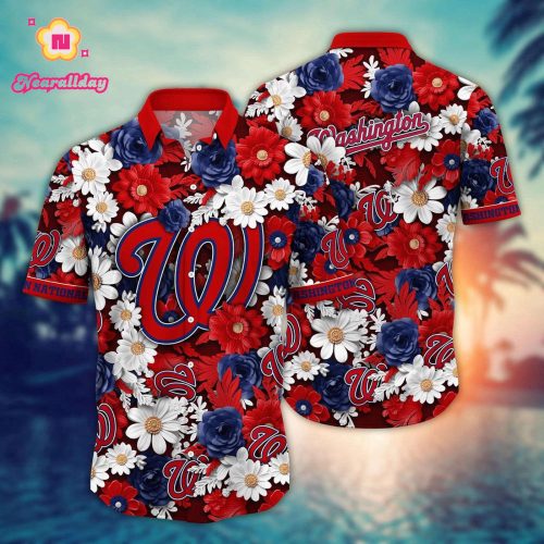 MLB Washington Nationals Hawaiian Shirt: Floral Fusion Fashion for Fans