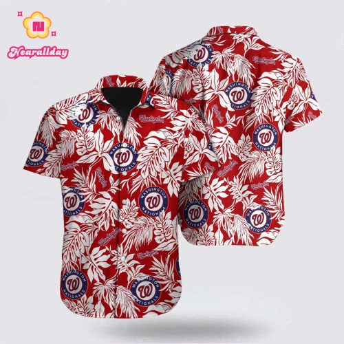 MLB Washington Nationals Hawaiian Shirt with Palm Leaf Pattern – Perfect for the Ultimate Fan