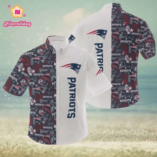 New England Patriots Color White Hawaiian Shirt