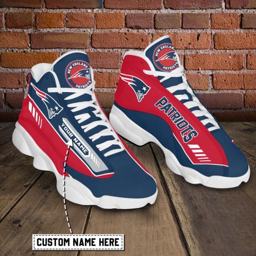 New England Patriots Custom Name Air Jordan 13 Sneakers BG34