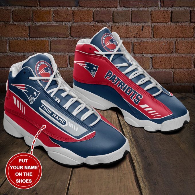 New England Patriots Custom Name Air Jordan 13 Sneakers BG34
