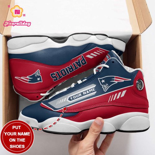 New England Patriots Custom Name Air Jordan 13 Sneakers BG34