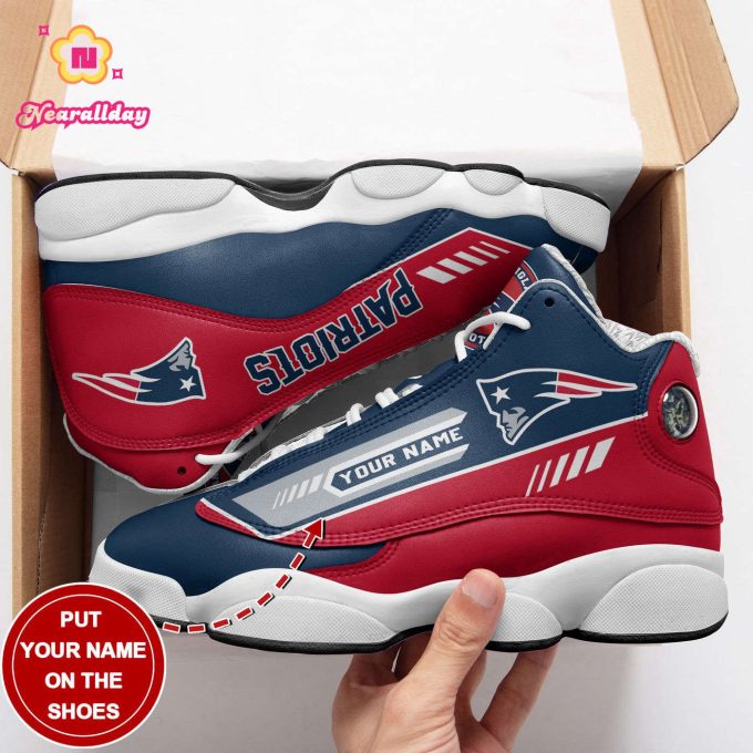 New England Patriots Custom Name Air Jordan 13 Sneakers BG34