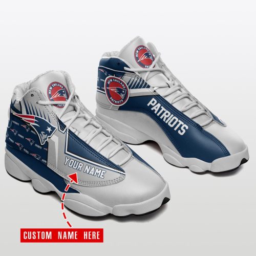 New England Patriots Custom Name Air Jordan 13 Sneakers BG84