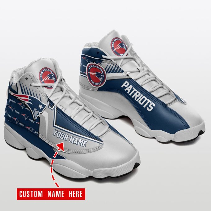 New England Patriots Custom Name Air Jordan 13 Sneakers BG84