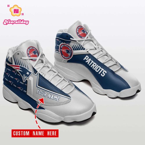 New England Patriots Custom Name Air Jordan 13 Sneakers BG84
